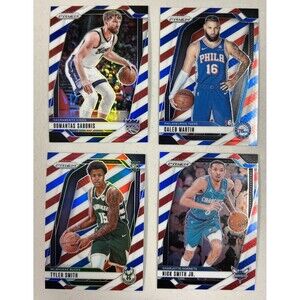 4 Card Bundle Of 2024-25 panini prizm basketball red white blue | Sabonis Etc..